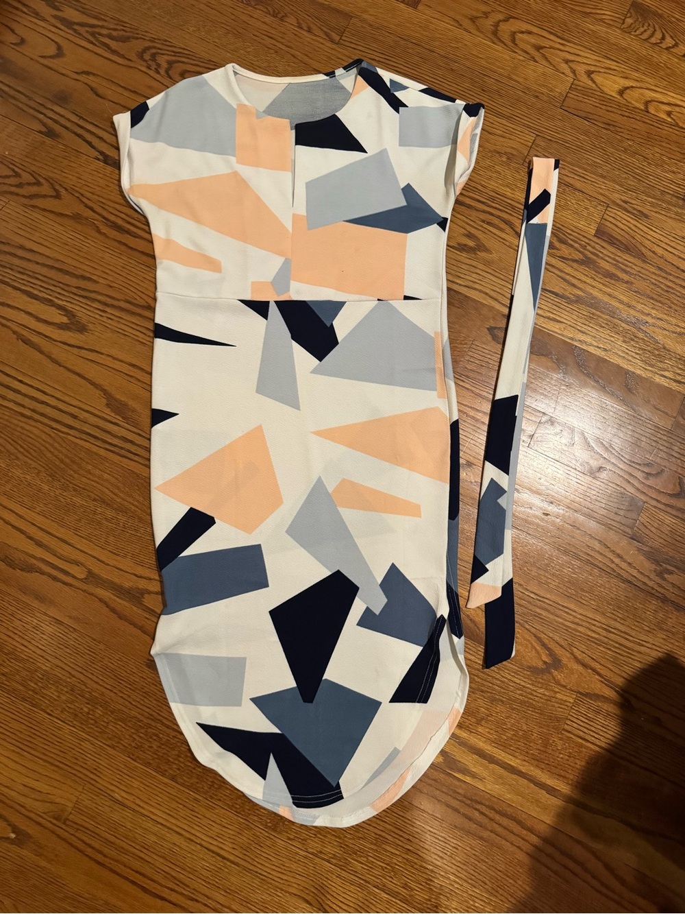 Abstract Geo-Print Sheath Dress with Belt